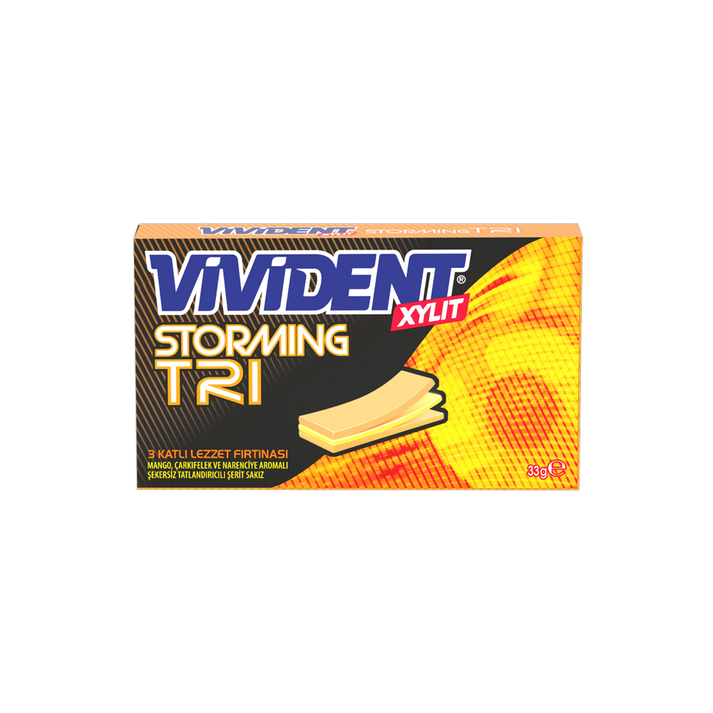 VİVİDENT XYLIT STORMING TRI MANGO ÇARKIFELEK NARENCİYE AROMALI 33G